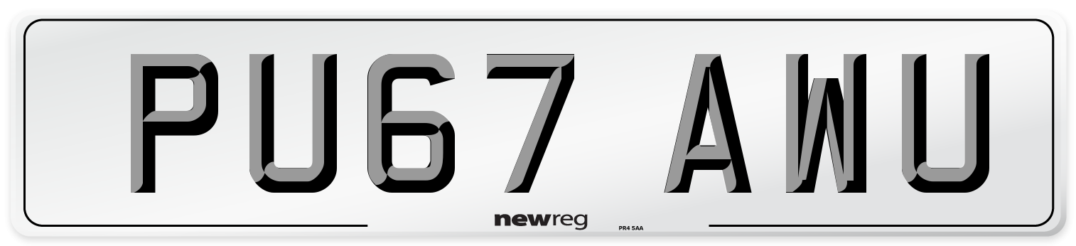 PU67 AWU Number Plate from New Reg